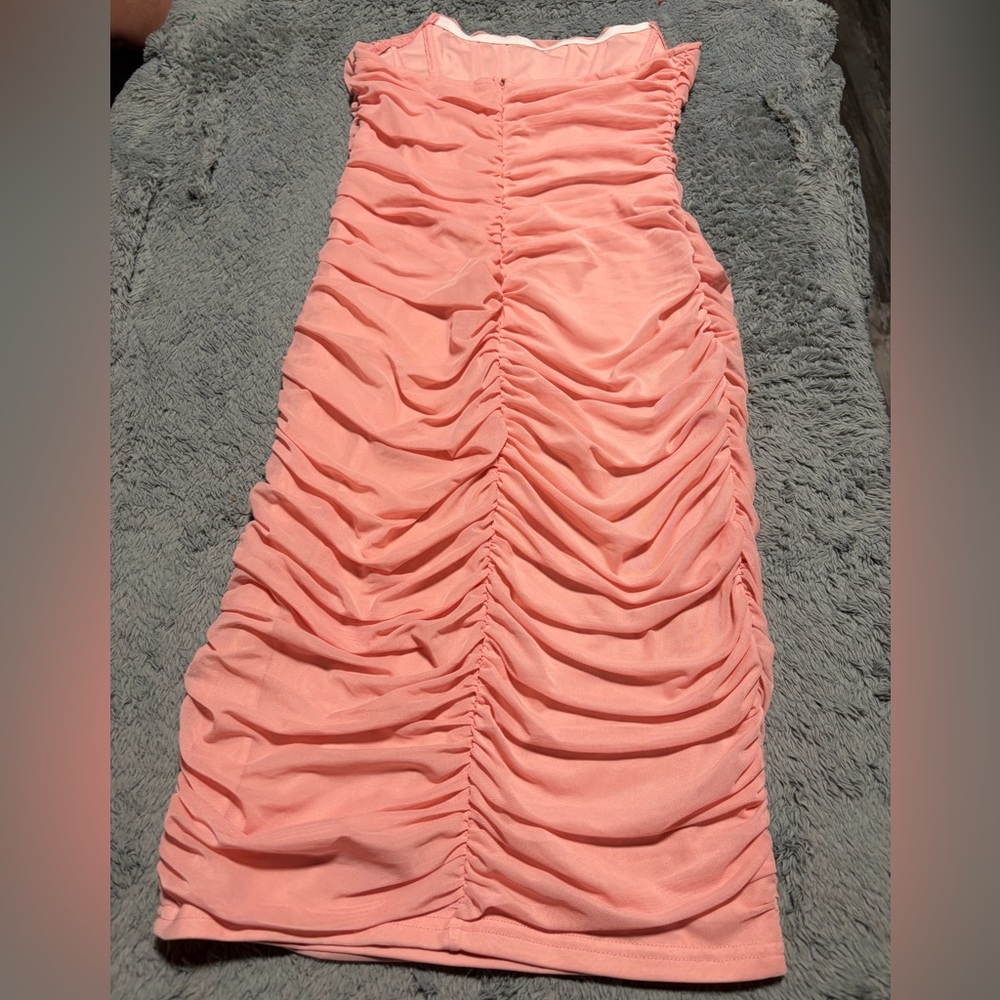 Chic Coral Ruched Maxi Dress - Picture 7 of 7